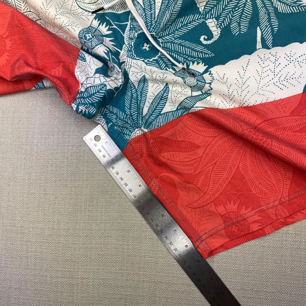 Vissla Mens Boardshorts Teal Red Floral Seahorse Print Swim Trunks Size 36